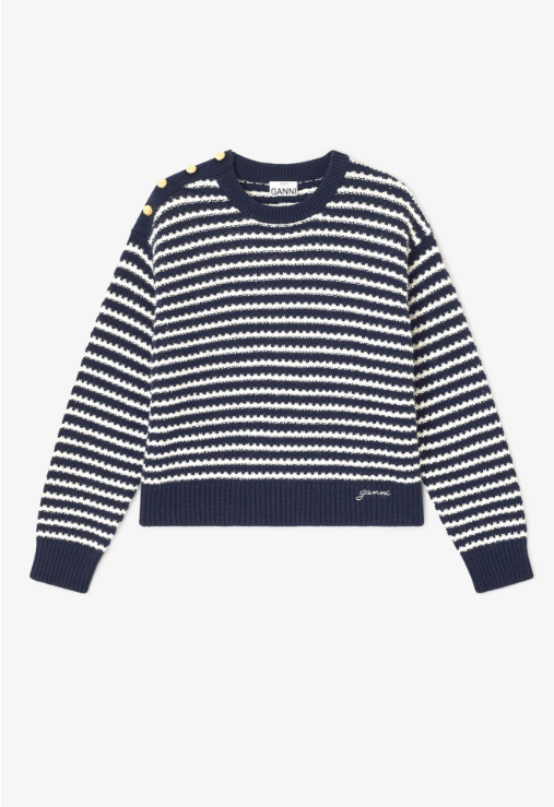 Jersey de lana a rayas azul oscuro
